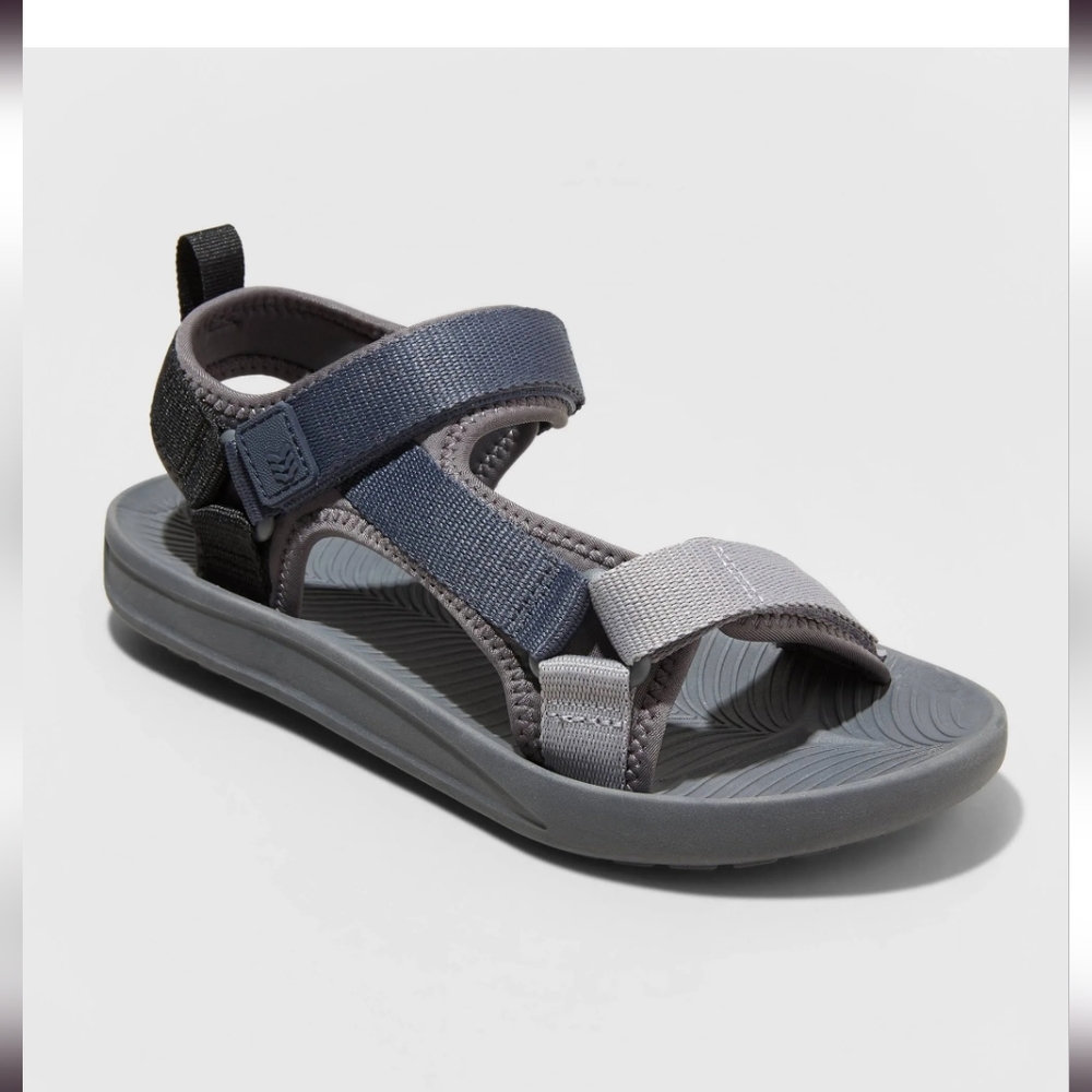 7 MENS Grey Wyatt Hiking Sandals All in Motion Velcro Shoes Size 7